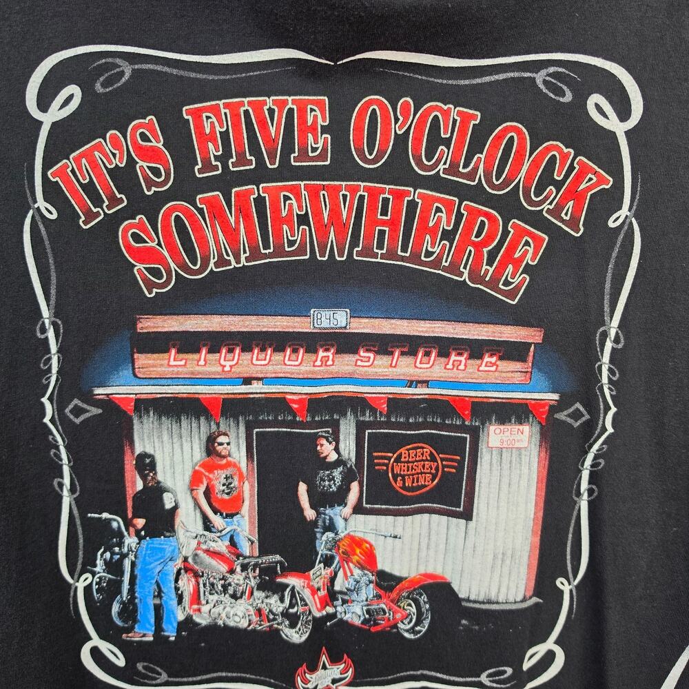 Vintage Delta Magnum Weight XL Biker T Shirt It's Five O'Clock Somewhere Y2K